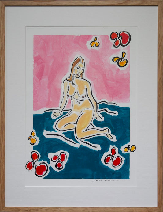 Seated Nude Framed Painting